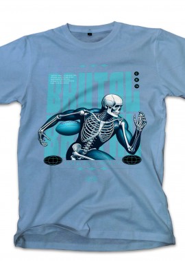 Pop Culture - T-Shirt Rugby Skull Pop Culture Carolina Blue