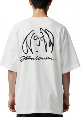 Rock Avenue - Oversized T-Shirt John Lennon Face Art Rock Avenue White