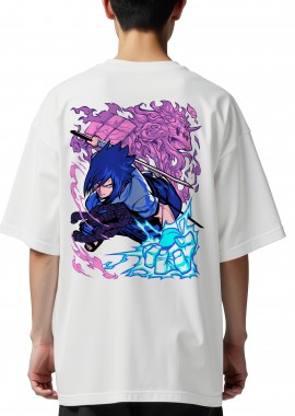 Pop Culture - Oversized T-Shirt Sasuke Uchiha Naruto Pop Culture White