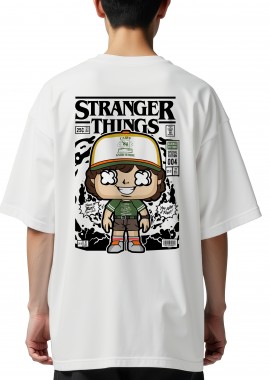 Pop Culture - Oversized T-Shirt Stranger Things Dustin Pop Culture White
