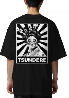 Pop Culture - Oversized T-Shirt Tsundere Pop Culture Black