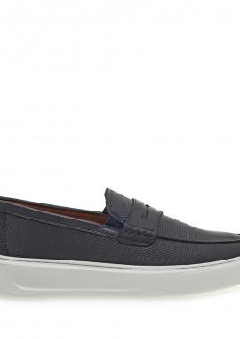 Renato Garini - Ανδρικά Δερμάτινα Loafers Renato Garini 52319-Denever Μπλε Δέρμα U562V319230A